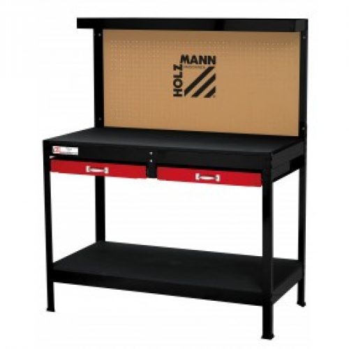 Etabli d’atelier métallique avec 2 tiroirs et panneau perforé – WT06