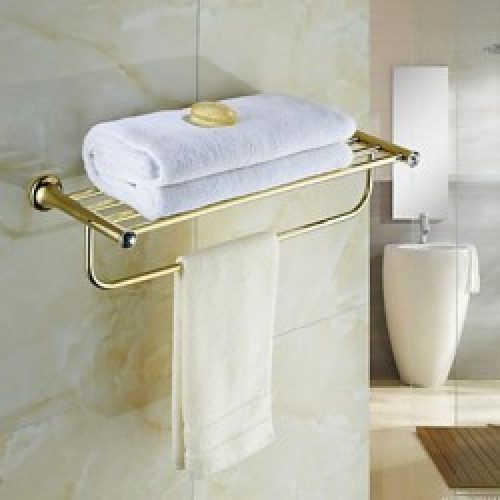 Etagère avec porte-serviettes contemporain en cristal , laiton et ti-pvd