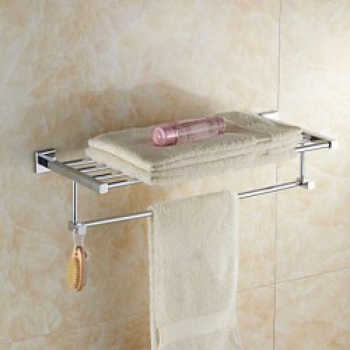 Etagère avec porte-serviettes contemporain en laiton chromé