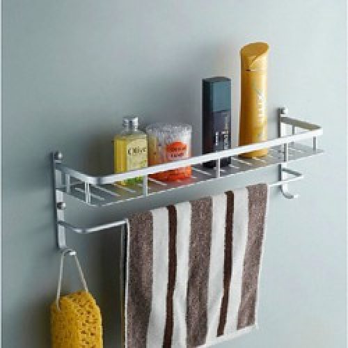 Etagère avec porte-serviettes en aluminium anodisé