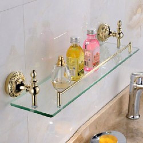 Etagère contemporaine en verre et inox pour salles de bain