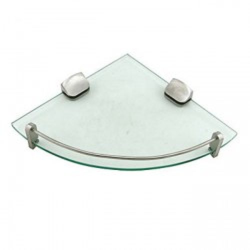 Etagère de coin triangulaire en verre et inox