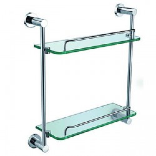 Etagère double en verre avec rail