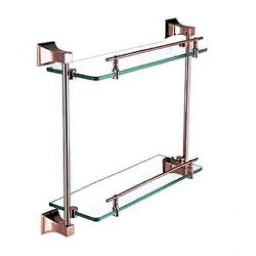 Etagère en verre entouré d&rsquo;une barrière en laiton