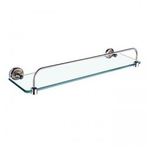 Etagère en verre et laiton chromé pour salles de bain