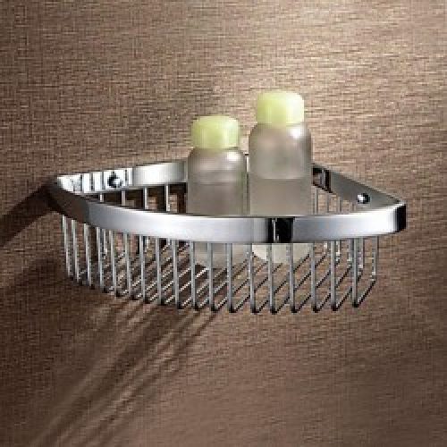 Etagère moderne en forme d&rsquo;angle droit en laiton chromé avec fixation murale