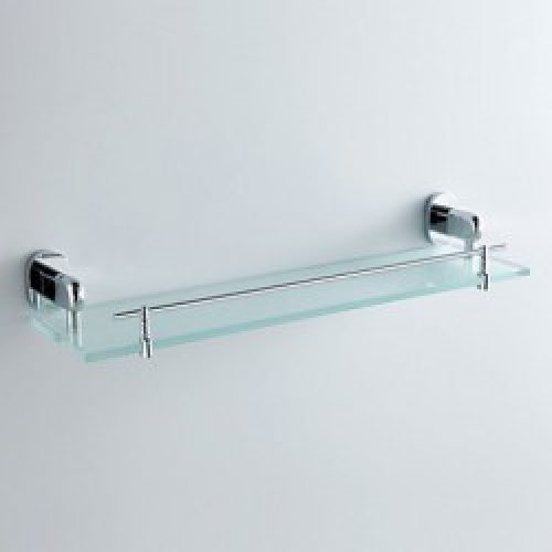 Etagère murale de style contemporain en verre et laiton argenté