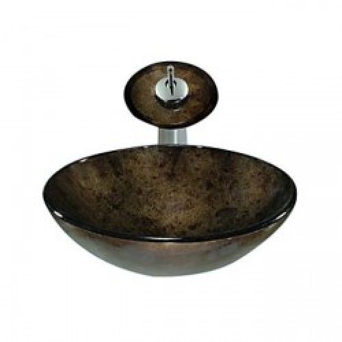 Evier avec robinet cascade en verre trempé gris foncé