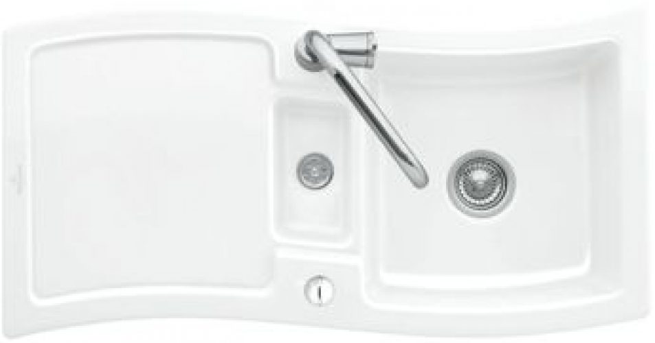 Evier céramique blanc Villeroy & Boch NEW WAVE 1 bac 1/2 – 1 égouttoir