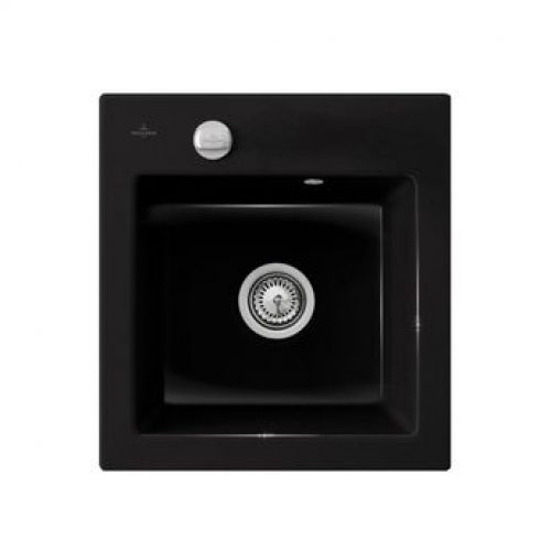 Evier céramique noir brillant Villeroy & Boch SUBWAY PURE 1 bac 475×510