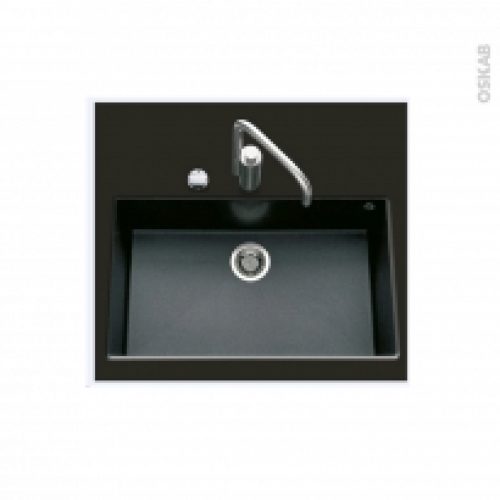 Evier De Cuisine Garda Granit Noir 1 Cuve Carre 76 X 44 Cm Sous Plan