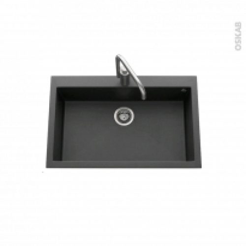 Evier De Cuisine Garda Granit Noir 1 Cuve Carre 79 X 50 Cm A Encastrer