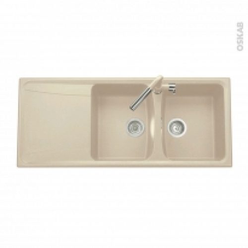 Evier De Cuisine Ofento Granit Beige 2 Bacs Egouttoir A Encastrer