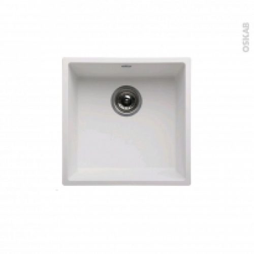 Evier De Cuisine Olega Resine Blanc 1 Cuve Carre 44 X 44 Cm Sous Plan
