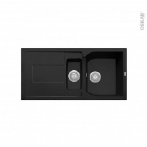 Evier De Cuisine Tissa Granit Noir 1 Bac 12 Egouttoir A Encastrer