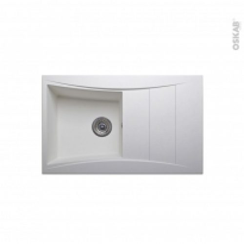 Evier De Cuisine Vago Resine Blanc 1 Bac Egouttoir A Encastrer