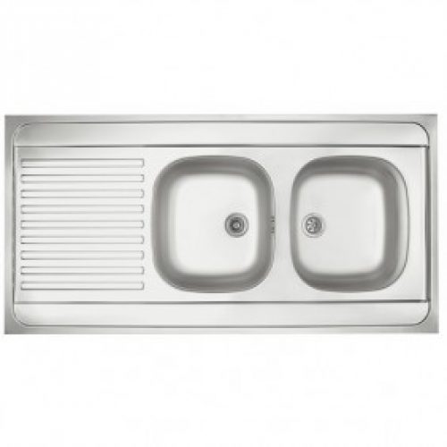 Evier à encastrer – inox 120 x 60 cm –  2 cuves + 1 égouttoir