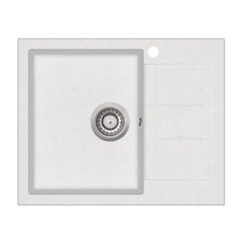 Evier granit blanc Aquasanita TESIS 1 bac – 1 petit égouttoir