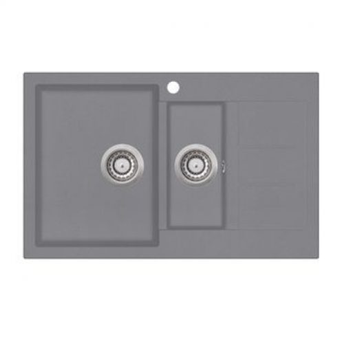 Evier granit gris Aquasanita TESIS 1 bac 1/2 bac – 1 petit égouttoir