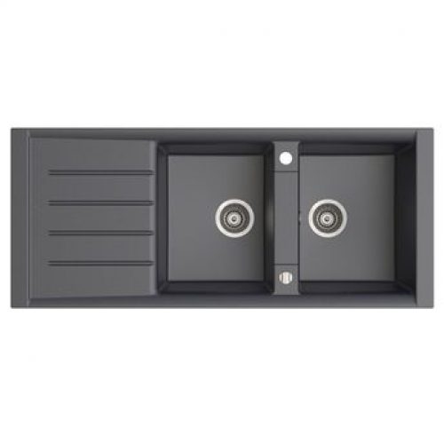 Evier granit gris Kümbad SAUL 2 bacs 1 égouttoir