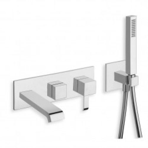 Façade bain/douche mitigeur mural 2 sorties QUADRI chromé – Cristina Ondyna QM10851