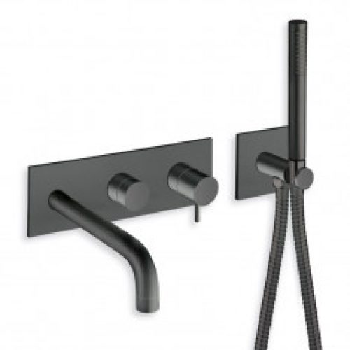 Façade bain/douche mitigeur mural 3 sorties TRIVERDE Blackmat – Cristina Ondyna TV11013