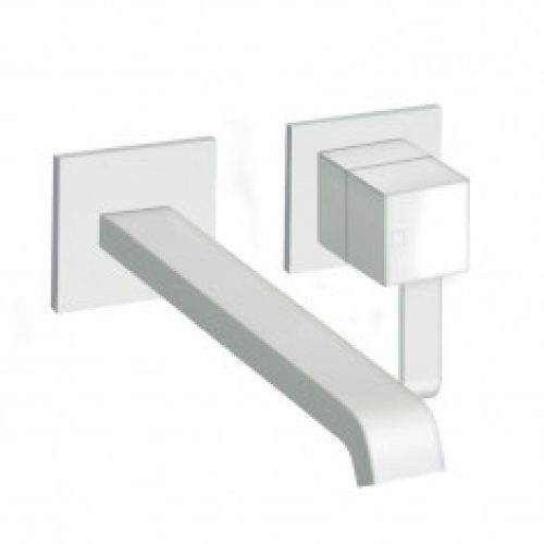 Façade lavabo mitigeur mural bec long QUADRI Whitemat – Cristina Ondyna QM27924