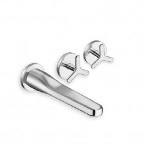 Façade mélangeur lavabo mural 3 trous à poignée déportée BEAK Chromé – Cristina Ondyna BE24251