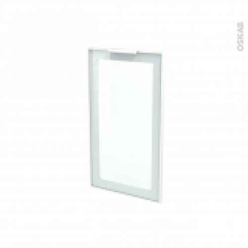Facade Blanche Alu Vitree Porte N19 Avec Poignee L40 X H70 Cm Sokleo