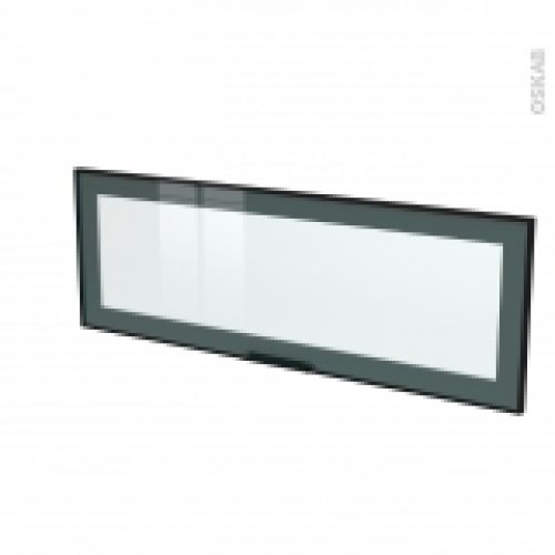 Facade Noire Alu Vitree Porte N12 Sans Poignee L100 X H35 Cm Sokleo