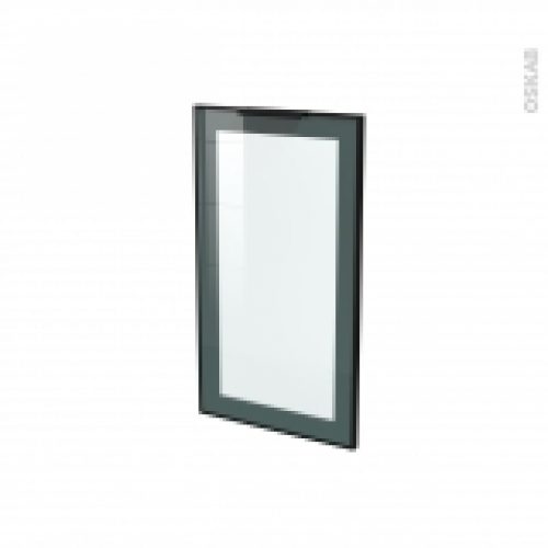Facade Noire Alu Vitree Porte N19 Sans Poignee L40 X H70 Cm Sokleo