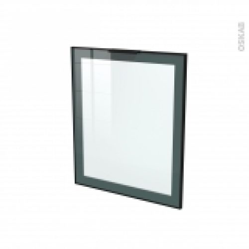 Facade Noire Alu Vitree Porte N21 Avec Poignee L60 X H70 Cm Sokleo