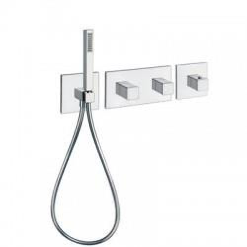 FACADE QUADRI HORIZONTAL THERMOSTATIQUE 2 SORTIES + DOUCHETTE CHROME – CRISTINA ONDYNA XQ76751