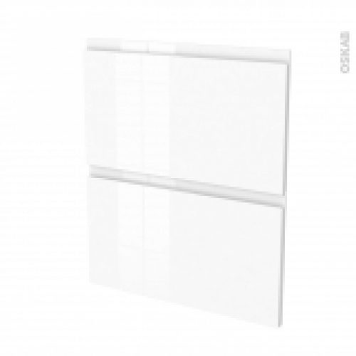 Facades De Cuisine 2 Tiroirs N57 Ipoma Blanc Brillant L60 X H70 Cm