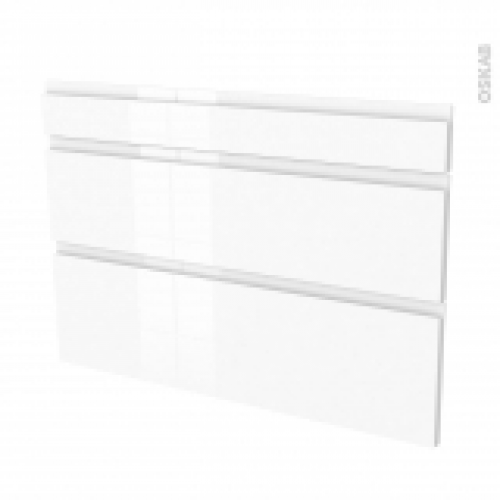 Facades De Cuisine 3 Tiroirs N75 Ipoma Blanc Brillant L100 X H70 Cm