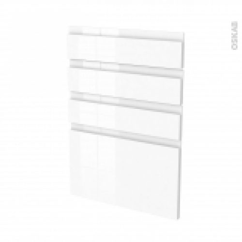 Facades De Cuisine 4 Tiroirs N55 Ipoma Blanc Brillant L50 X H70 Cm