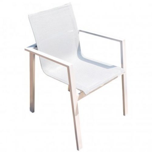 Fauteuil empilable DCB GARDEN MYKONOS en aluminium et textilène – BLANC