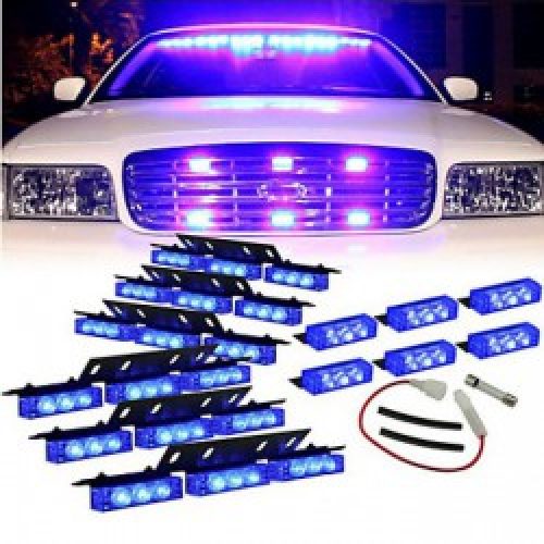 Feux d’avertissement Bleus pour voiture Bleu 54x LED