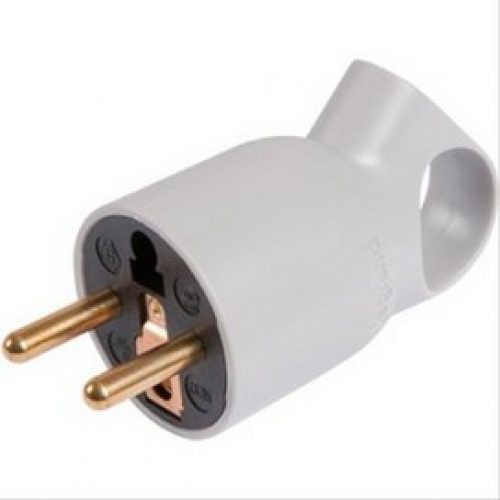 Fiche à anneau 2P+T plastique gris Legrand