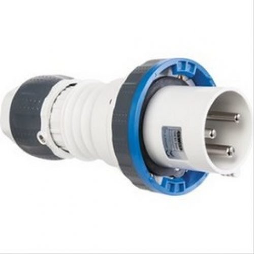 Fiche mobile droite étanche bleue 2P+T 63A 230V