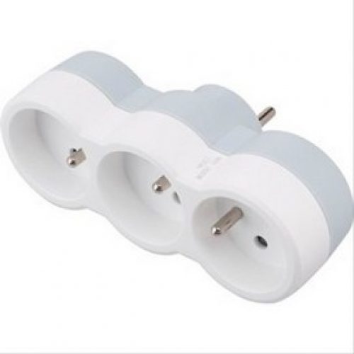 Fiche multiprises 3 sorties frontales blanc/gris Legrand