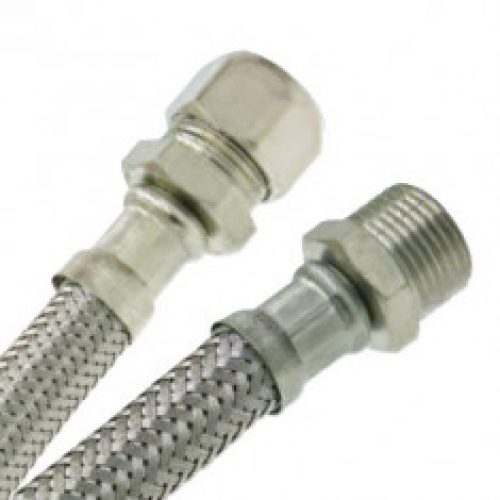 Flexible sanitaire Inox Ø8 raccord Bicône / Mâle – Longueur 30 cm