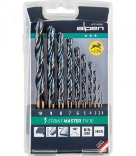 Foret metal ALPEN Sprint Master DN338 RN 10 pcs dans mallette plastique