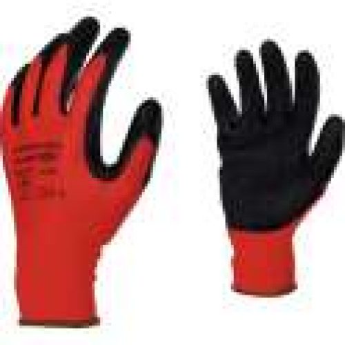 Gants manutention de précision – Enduction latex – Rouge et noir – Eurotechnique