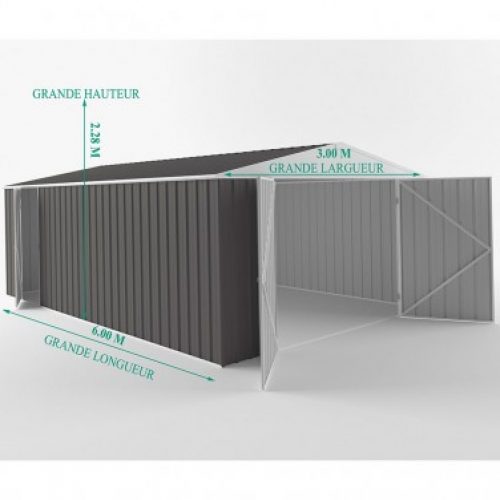 Garage métal EASYSHED gris ardoise 18m²
