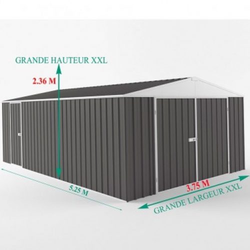Garage métal EASYSHED gris ardoise 19.70m² grande largeur