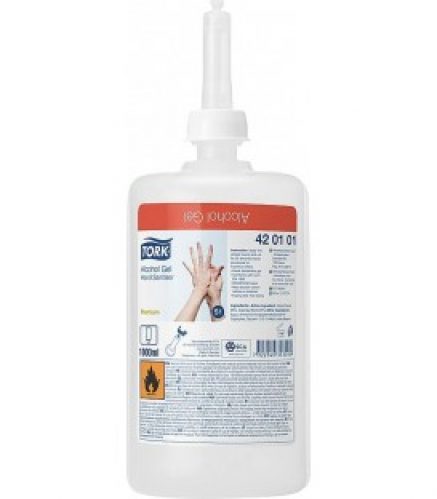 Gel désinfectant pour main Tork Premieum, S1, 1000ml, incolore, bouteille à usage unique