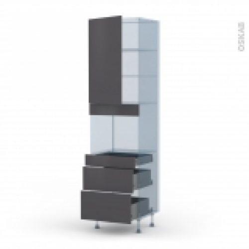 Ginko Gris Kit Renovation 18 Colonne Four Niche 45 N2458 1 Porte 3 Tiroirs L60Xh217Xp60