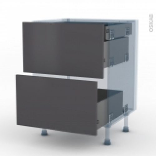 Ginko Gris Kit Renovation 18 Meuble Casserolier 2 Tiroirs 1 Tiroir Anglaise L60Xh70Xp60