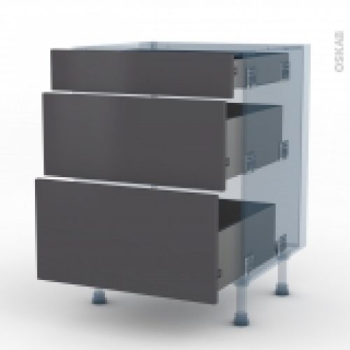 Ginko Gris Kit Renovation 18 Meuble Casserolier 3 Tiroirs L60Xh70Xp60